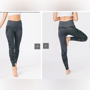 ZYIA Active Gray Camo Performance Leggings Size M Hi-Rise Compression Pants 7/8